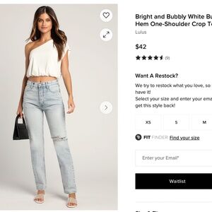 Bright and Bubbly White Bubble-Hem One-Shoulder Crop Top Xsmall